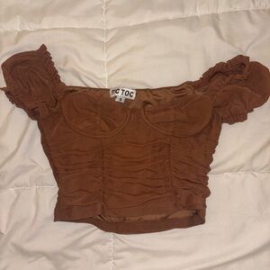 Brown Ruched Top